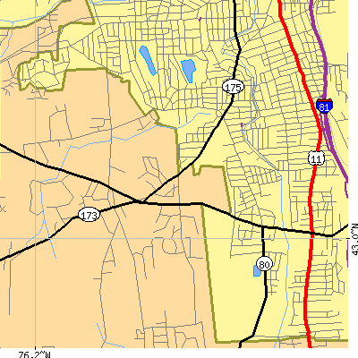 Zip code 13207 close-up map
