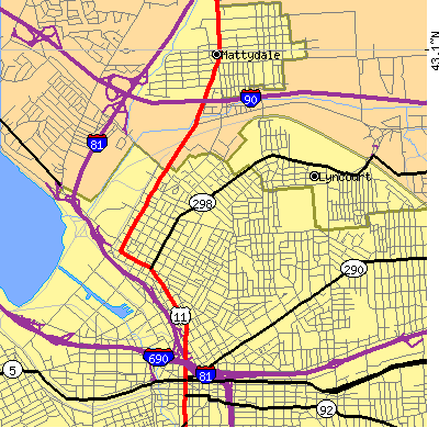 Zip code 13208 close-up map