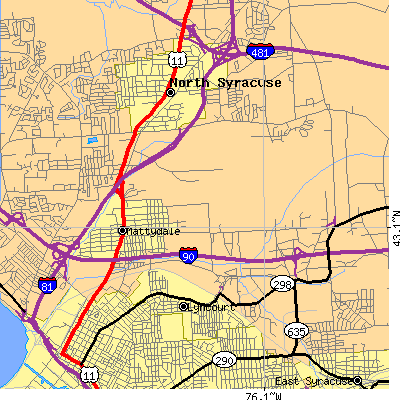 Zip code 13211 close-up map