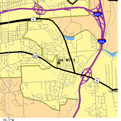 Zip code 13214 close-up map