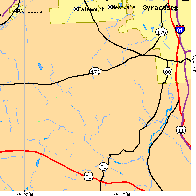 Zip code 13215 close-up map