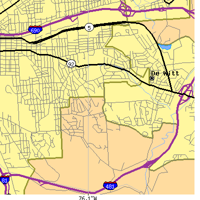 Zip code 13224 close-up map