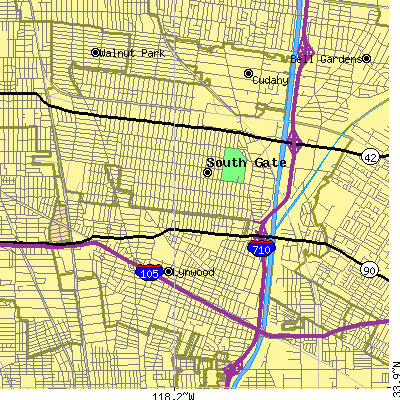 Zip code 90280 close-up map