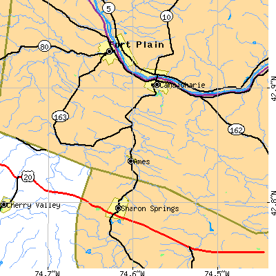 Zip code 13317 close-up map
