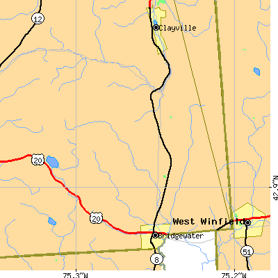 Zip code 13318 close-up map