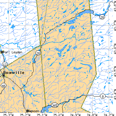 Zip code 13338 close-up map
