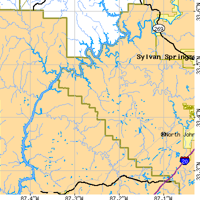 Zip code 35006 close-up map