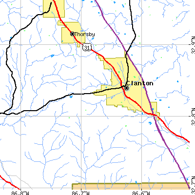 Zip code 35045 close-up map