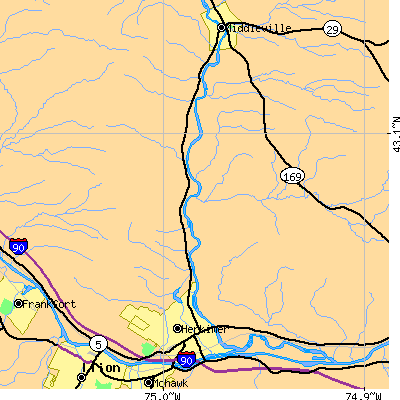 Zip code 13350 close-up map