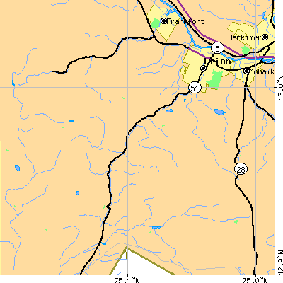 Zip code 13357 close-up map