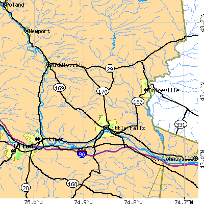 Zip code 13365 close-up map