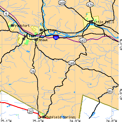 Zip code 13407 close-up map