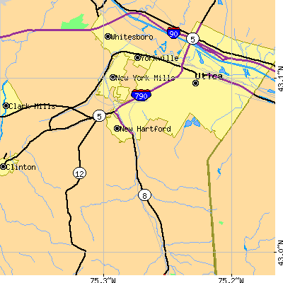 Zip code 13413 close-up map