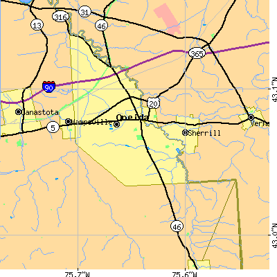 Zip code 13421 close-up map
