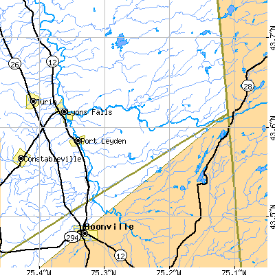Zip code 13433 close-up map