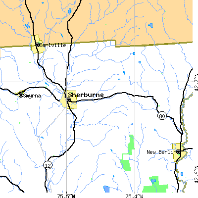 Zip code 13460 close-up map