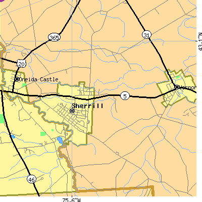 Zip code 13461 close-up map