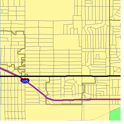 Zip code 90303 close-up map