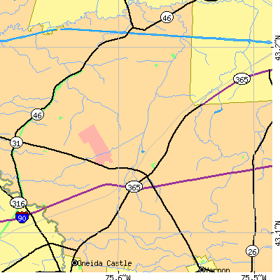 Zip code 13478 close-up map