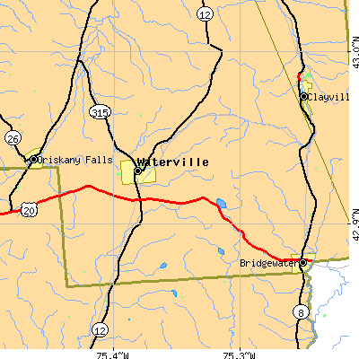 Zip code 13480 close-up map