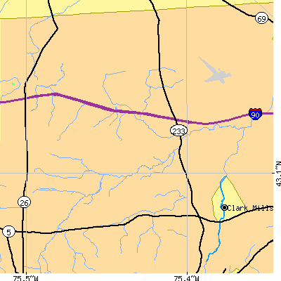 Zip code 13490 close-up map