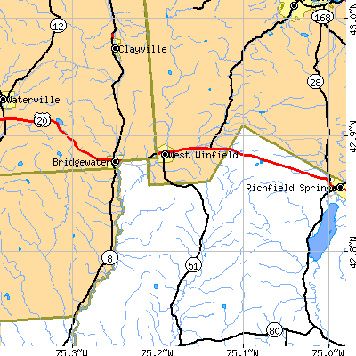 Zip code 13491 close-up map
