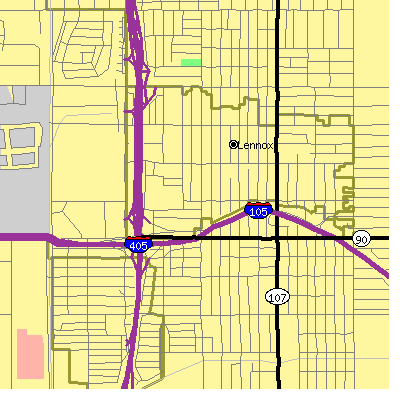 Zip code 90304 close-up map