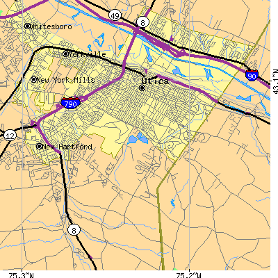 Zip code 13501 close-up map