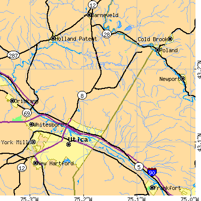 Zip code 13502 close-up map