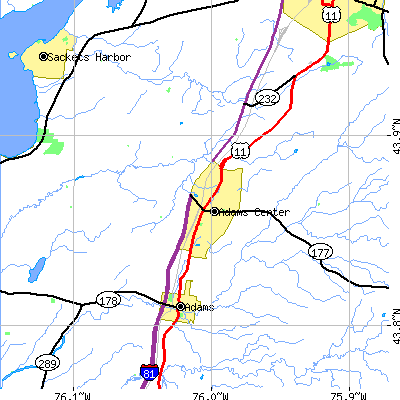 Zip code 13606 close-up map