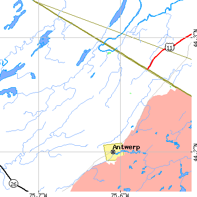 Zip code 13608 close-up map