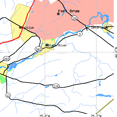 Zip code 13612 close-up map