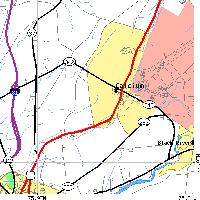 Zip code 13616 close-up map