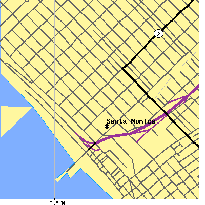 Zip code 90401 close-up map