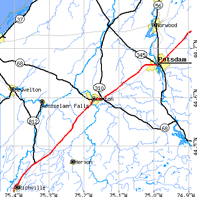Zip code 13617 close-up map