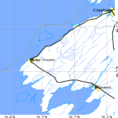 Zip code 13618 close-up map