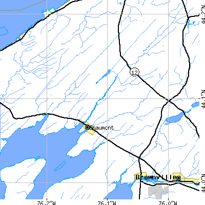 Zip code 13622 close-up map