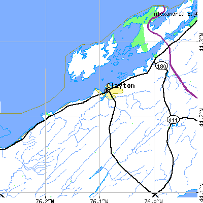 Zip code 13624 close-up map