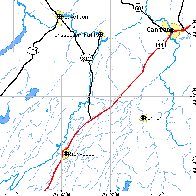 Zip code 13630 close-up map