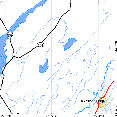 Zip code 13633 close-up map