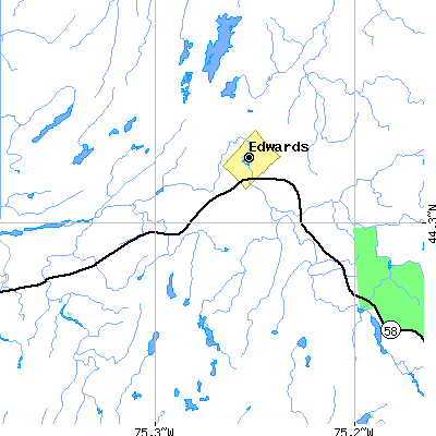Zip code 13635 close-up map