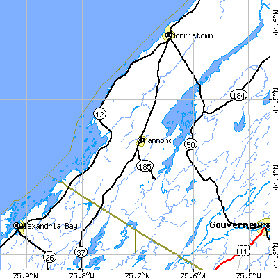 Zip code 13646 close-up map