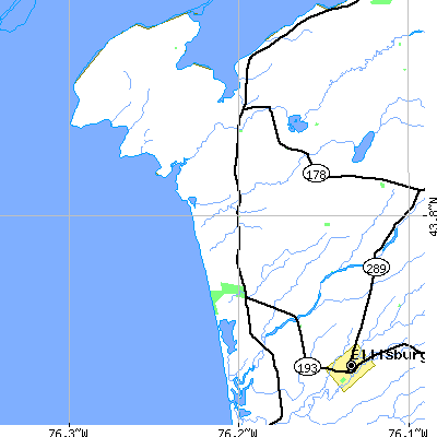 Zip code 13650 close-up map