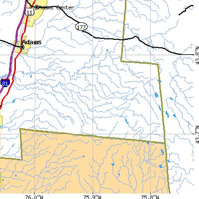 Zip code 13659 close-up map