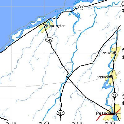 Zip code 13660 close-up map