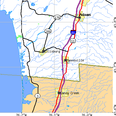 Zip code 13661 close-up map