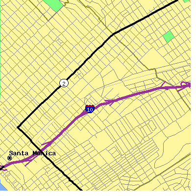 Zip code 90404 close-up map