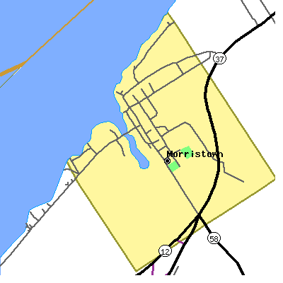 Zip code 13664 close-up map