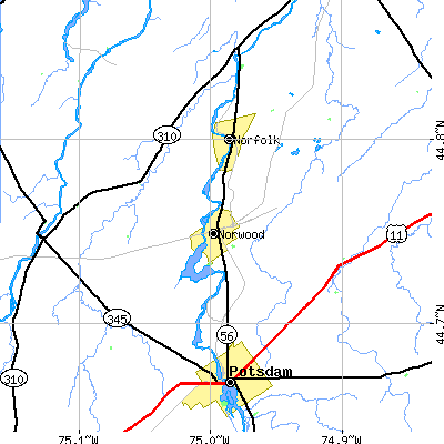 Zip code 13668 close-up map