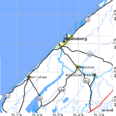 Zip code 13669 close-up map